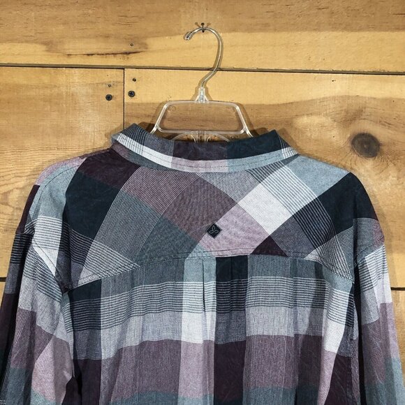 Prana Flannel Plaid Button Down Long Sleeve Shirt Mens Size XL Casual Red Black - Picture 8 of 11
